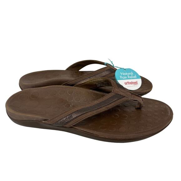 Orthaheel Flip Flop Sandals Womens Size 9 Brown Thong Orthotic Support - Picture 1 of 11